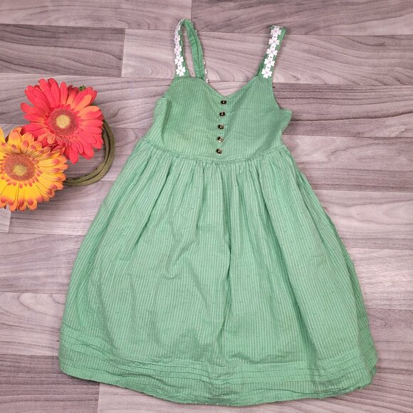 Cynthia Rowley Girls Dress Size 6 Green Lined Applique Flowers - Picture 1 of 10